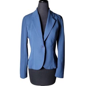 French Mauve single button blue women's blazer size medium